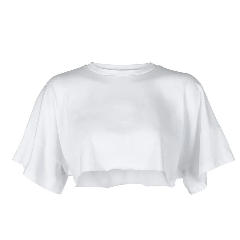 Weekeep White Solid Casual Women Crop 