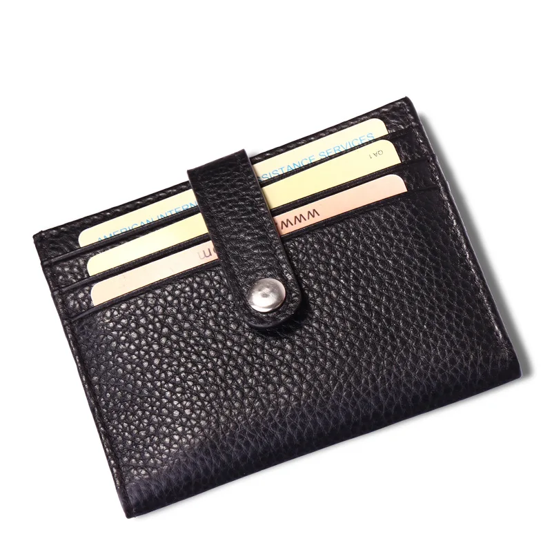 

Men Card Bit More Large Capacity Leather Wallet Men's First Layer Cow Leather Wallet Buckle Driving License Wallet