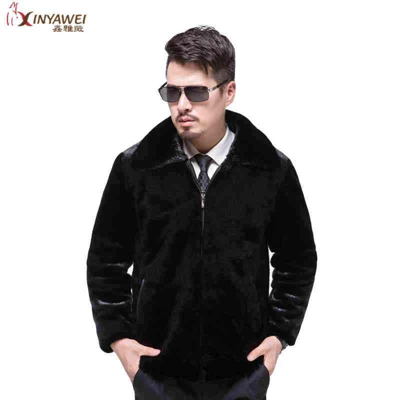 New Authemtic Winter Men's Luxury Suede Coat Business Casual Wear High Quality Fur Coat Male Capless Coat. sheepskin coat