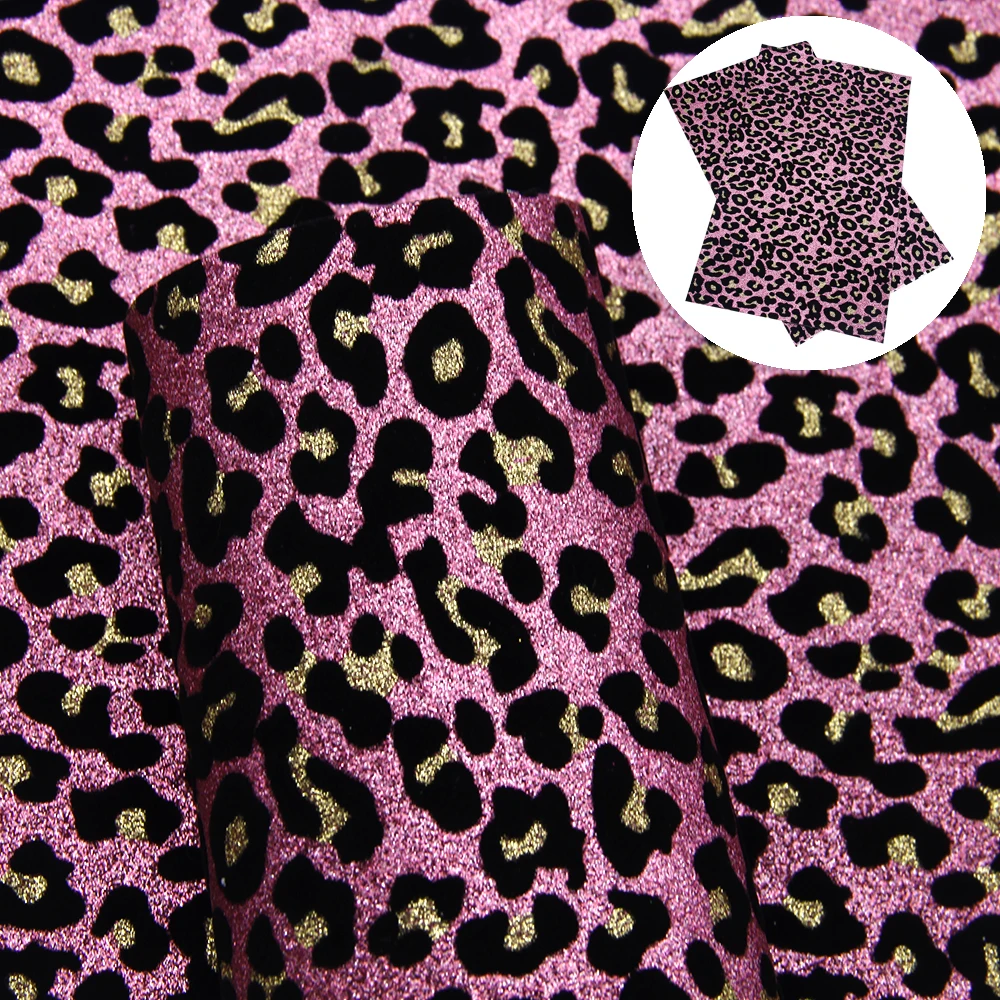 20*34 см леопардовые узоры блеск с принтом бархат искусственная кожа листы, материалы для ручных поделок для поделок, 1Yc6998 - Цвет: 1086838003