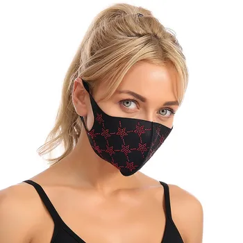 

Shining Rhinestone Mouth Mask For Unisex Adults Washable Reusable Face Mask Black 3D Mask Mascarillas Reutilizables Cubrebocas