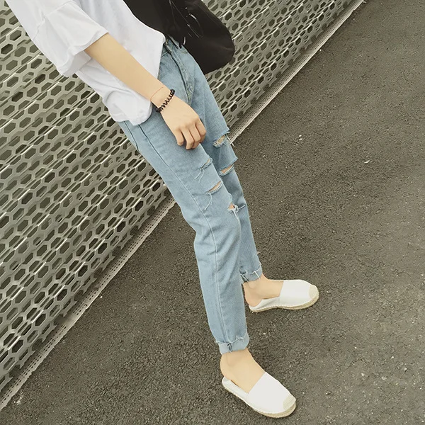 Светильник Ulzzang с цветными дырками, микро-трубы, Капри, женские джинсы, весна, стиль, INS, супер огонь, свободные штаны