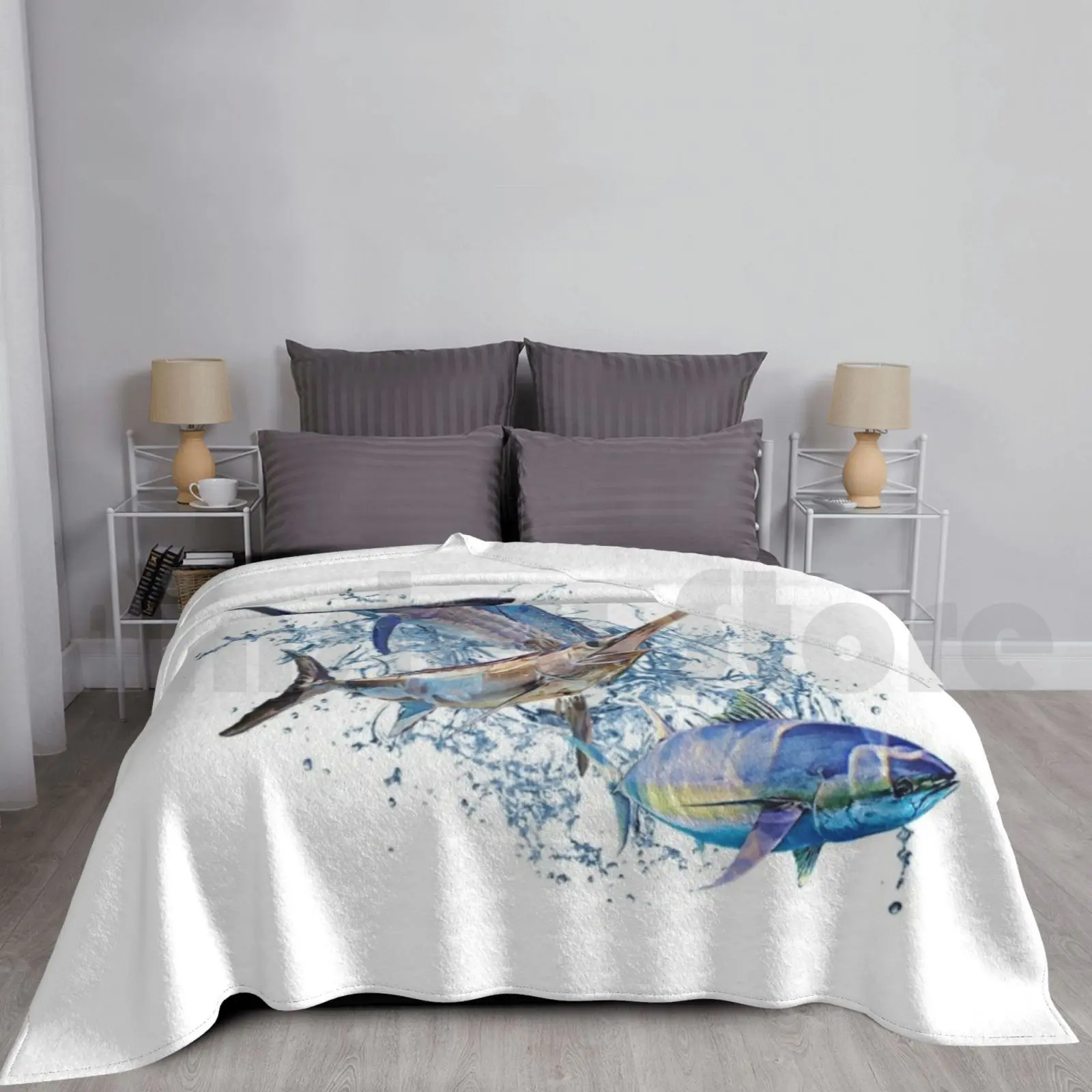 Coperta Blu Marlin Pesce Spada Tonno 2461 Pesca Marlin Tunatanger Shark Ocean Saltwater