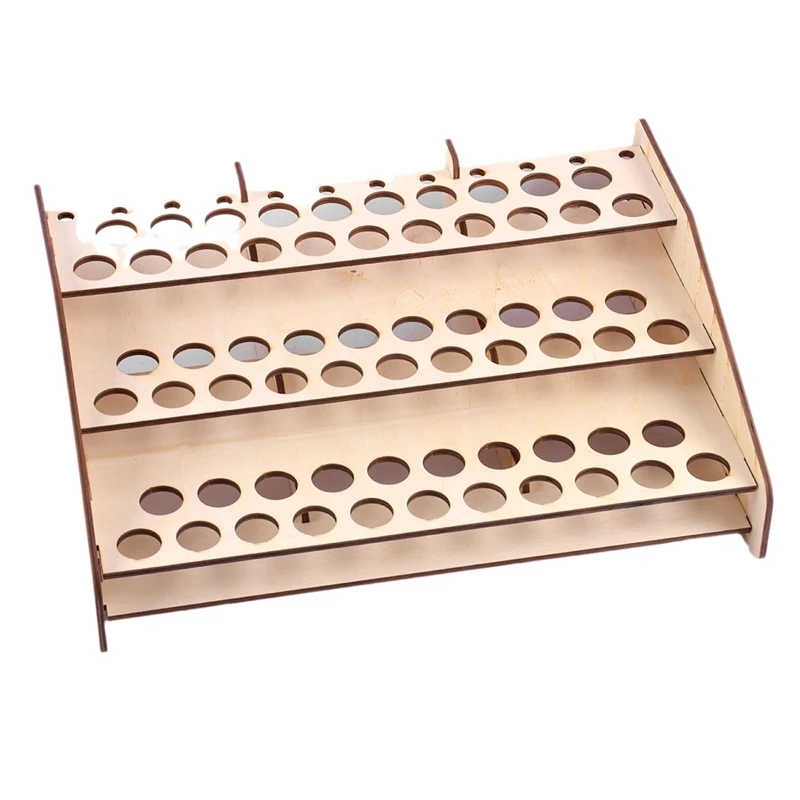 BMBY-63 Hole Wooden Pigment Bottles Storage Organizer Color Paints Stand Rack Holder Drawing Storage Tool(Aperture 26Mm/10Mm