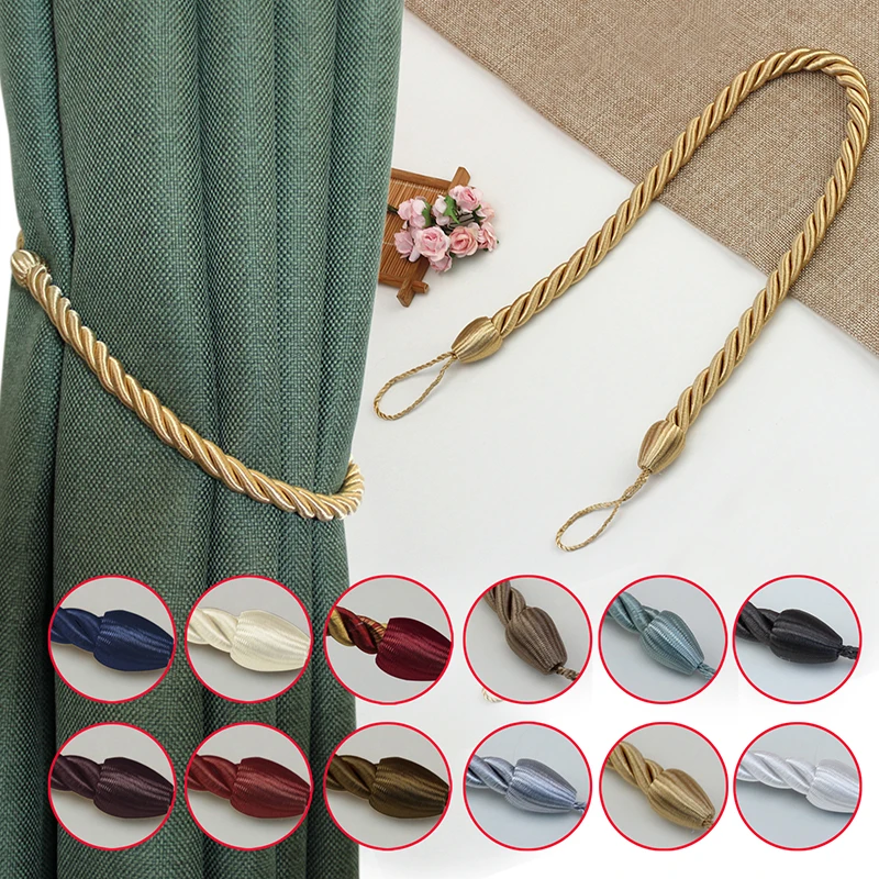 1Pc Handmade Weave Curtain Tieback Gold Curtain Holder Clip Buckle Rope Home Decorative Room Accessories Curtain Tie Backs