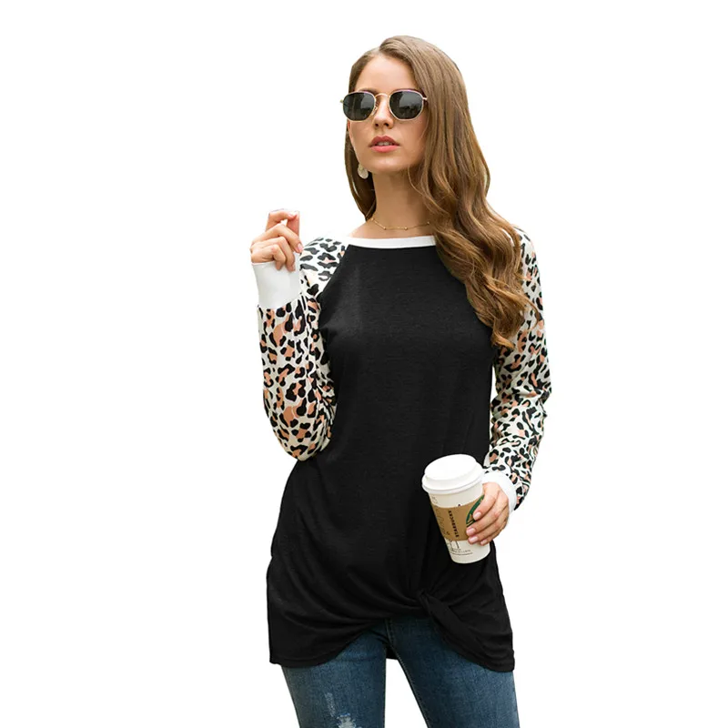 

Leopard Print Fashion Women's T-shirts 2019 New Streetwear Fashion Long Sleeve O-neck Loose Casual Tops Female T-shirt Clothing