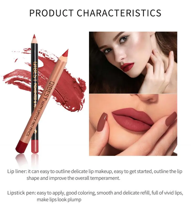 Waterproof Pencil Lipstick Pen Matte Lip Liner Lasting Multifunct LipLiner National Makeup Comestics Tools Easy To Wear TSLM1