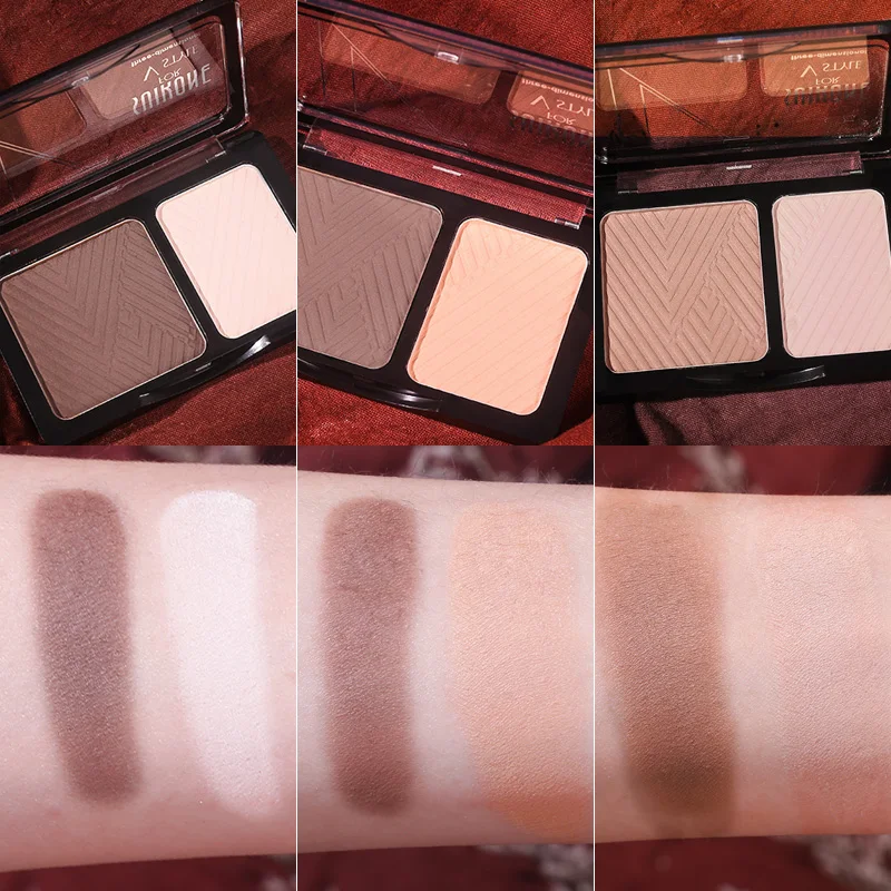 Three Dimensional Two-color Contour Powder V-Shaped Face Matte Smooth Waterproof Long Lasting Pigment Silky Touch Natural Makeup Three Dimensional Two-color Contour Powder V-Shaped Face Matte Smooth Waterproof Long Lasting Pigment Silky Touch Natural Makeup