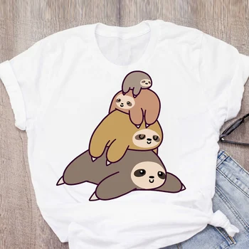 

Women Sloth Cartoon Funny Sleepy Fashion Cute Short Sleeve Summer Lady Tops T-Shirt Shirt Womens Clothing Tees Female T Shirt