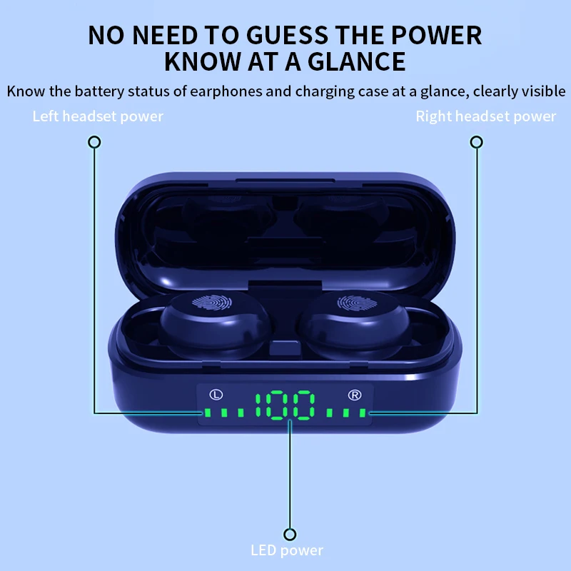 V8 Bluetooth Gameing Headset Binaural Ultra small English TWS Custom Power Display Touch 5 0 for Iphone Huawei Xiaomi samt phone