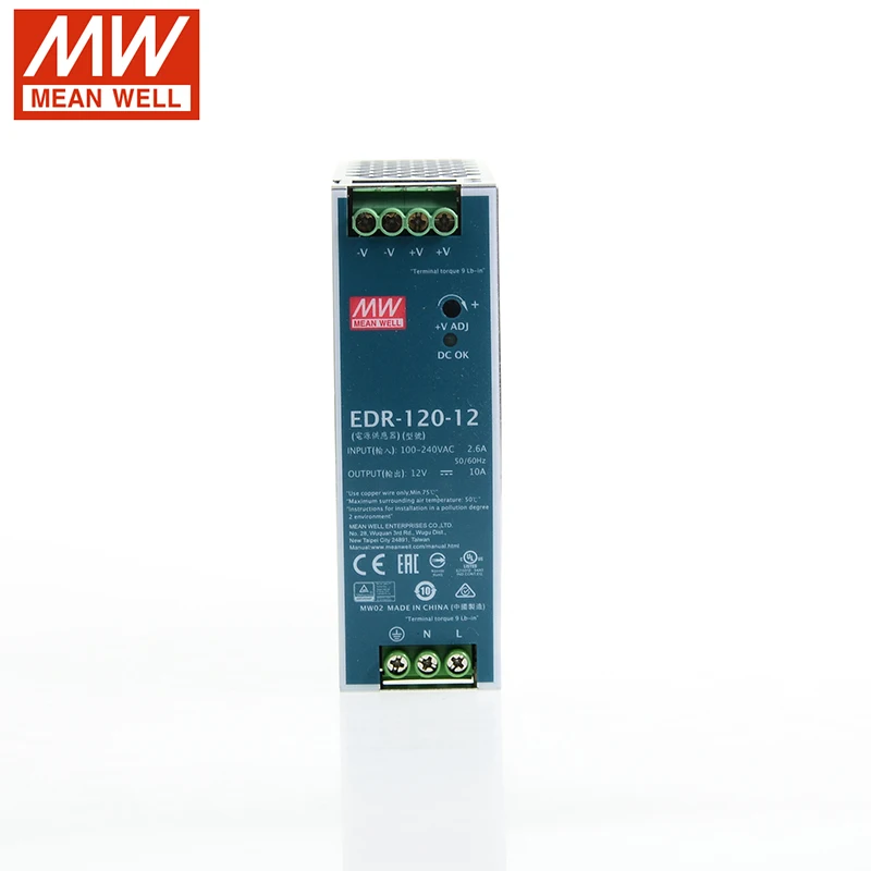 MEAN WELL EDR-120-12 120W 12V DIN Rail импульсный источник питания 110V/220V AC to DC 10A промышленный блок