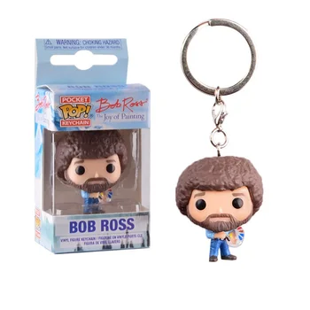 

POP Pocket Pop Keychain Official The Joy of Painting 4cm Bob Ross pvc Action Figure Collection Children Toys Retail Box