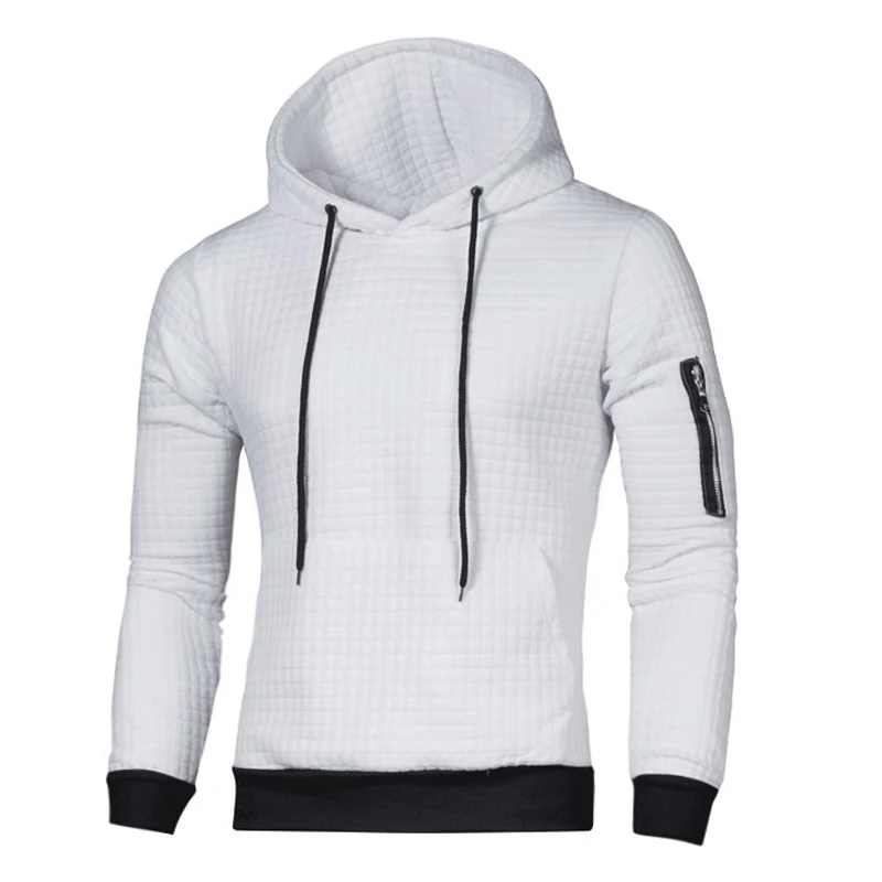 Новая мужская куртка для бега, Осень-зима, хлопковые ветровки с капюшоном, уличная одежда в стиле хип-хоп, бодибилдинг, утолщенный спортивный свитер, спортивная куртка - Цвет: Белый