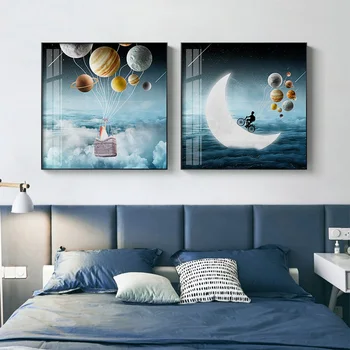 

Moon Star Balloon Child Canvas Painting Posters and Print Baby Bedroom Decor Nordic Wall Art Pictures For Living Room Decoration