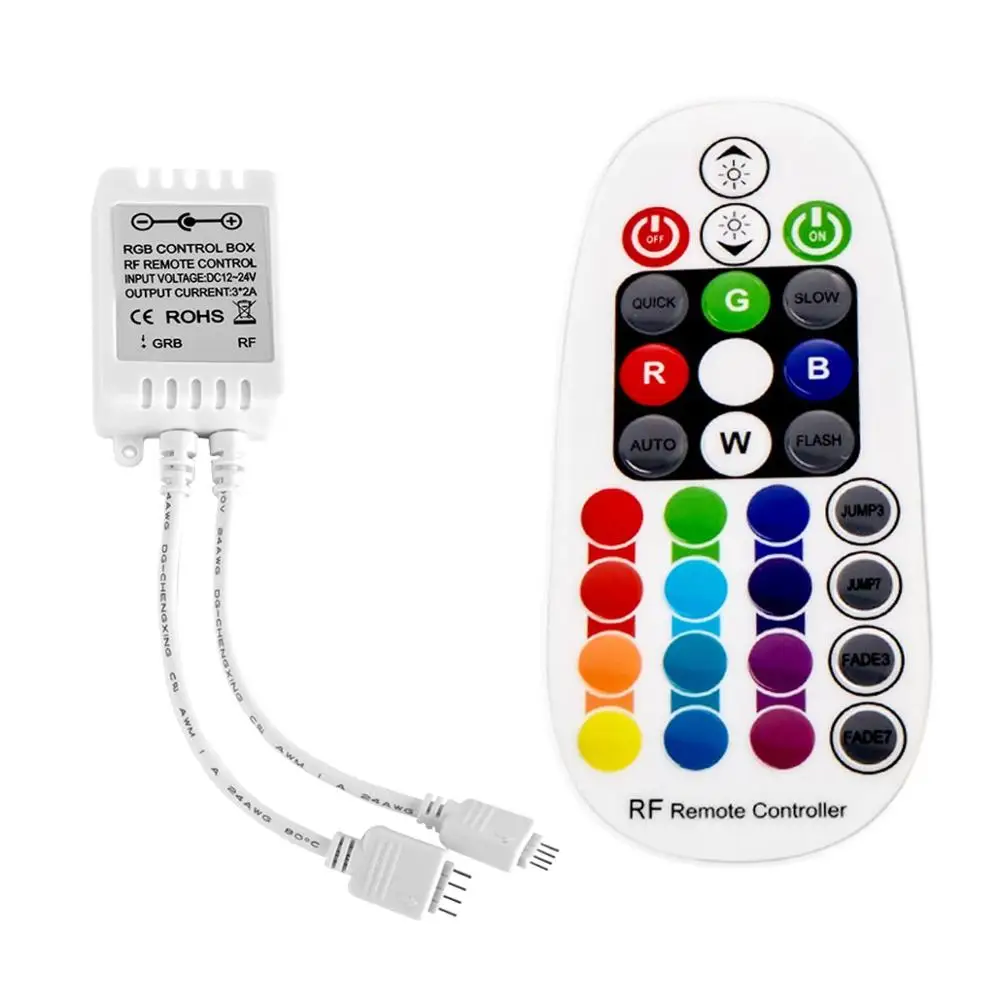 RF Remote Control 28 Keys for Multicolor RGB LED Strip Lights, Wireless RGB LED Controller Dimmer DC12V-24V 6A,JK059