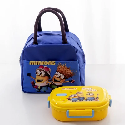 1 шт. мультяшный KT Doraemon Человек-паук Minnion Car SUS304 2 секции 800 мл Bento Box контейнер для еды и обедов - Цвет: design 4 with bag