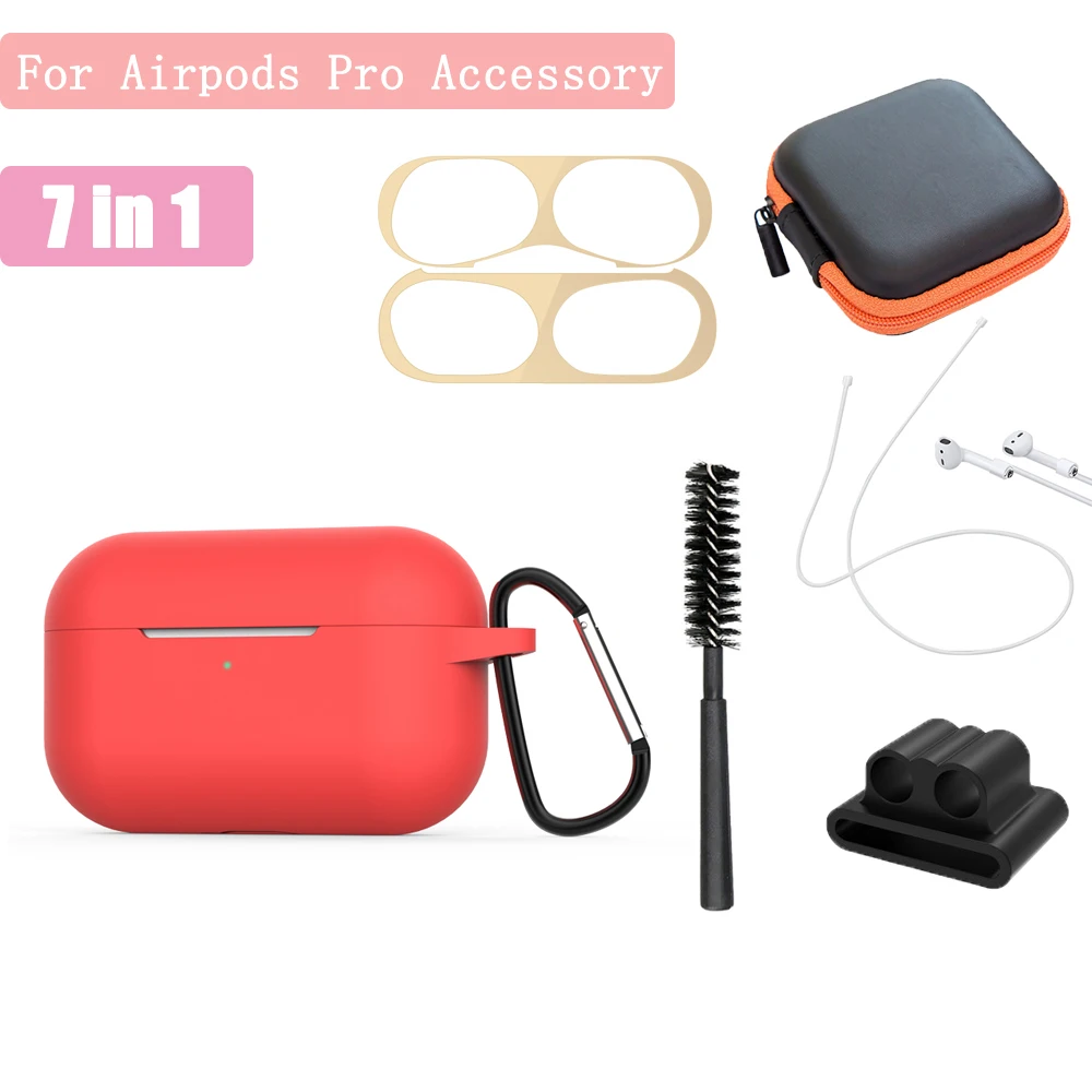 7in1 для Apple Airpods Pro аксессуары Наушники TWS защитный силиконовый чехол Крышка с чистым инструментом Сумки Металлическая Стикеры чехол для телефона - Цвет: Style 14