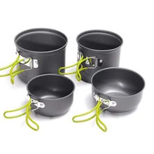 

3-4 Person Travel Camping Cookware Kit Cooking Set Ultralight Outdoor Tableware Set Pot Pan With Kettle