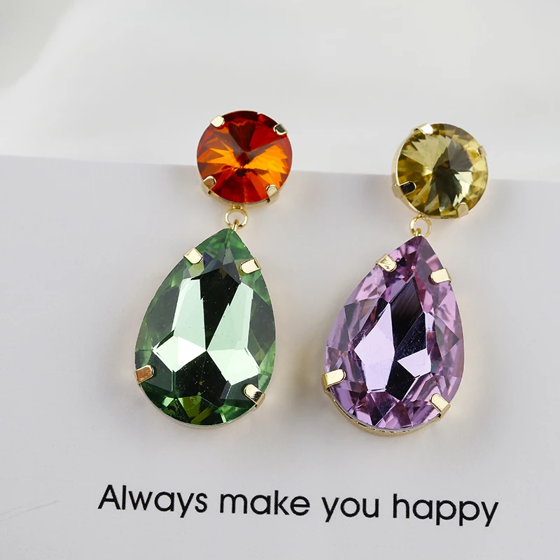 

AENSOA Mixing Color Water Drop Crystal Pendant Earrings For Women Personality Rhinestone Temperament Earrings Jewelry