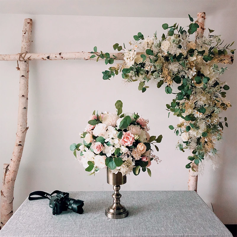 

Customized wooden arch flower suit wedding props photograph background wedding decoration silk false flower window display party table flower decoration