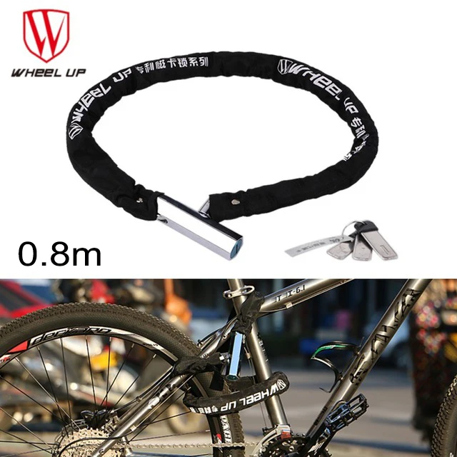 0.8m Велосипед Wheel Up Lock Противоугонный магнитный ключ для карт стальная цепь велосипедный замок антигидравлический MTB дорожный мотоциклетный замок аксессуары для велосипеда - Цвет: 0.8m