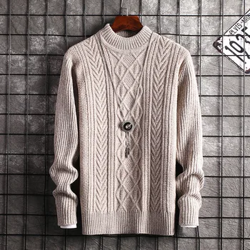 

New Long Sleeve Men Sweater Fashion Black Wine Red Casual Winter O-Neck Pullovers Mens Sweaters