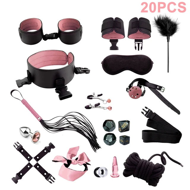 SM-Kit de bondage sexy imbibé de menottes en cuir pour adultes, jouets  sexuels pour couples, ensemble de bondage, jeux amusants, 7,0 - AliExpress