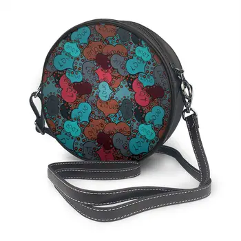 

Summer Women's Small round Bag Hearts Swirls Blue Black And Pink Colors Shoulder Bag Messenger Crossbody Bag Phone Coin Purse