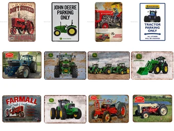 

Farmall John Deere Green Metal Tin Signs Tractor For Farm House Plaque Painting Wall Decor Retro Wall Stickers For Pub Garage