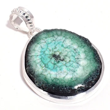 

Genuine Solar Quartz Pendant Silver Overlay over Copper , Hand made Women Jewelry gift , P8974