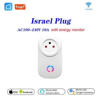 

Tuya WIFI Smart Socket Smart Plug Israel Plug 10A Remote Control Alexa Google Home Energy Monitor
