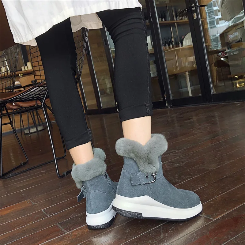 MORAZORA/ г., зимние теплые модные женские ботинки удобные высококачественные ботильоны на плоской подошве с круглым носком Цвет черный, серый