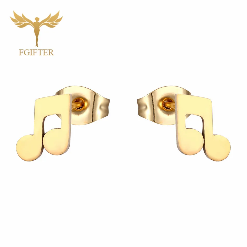 Music earrings Рок сережки «ноты» 12 пар стальных сережек набор из нержавеющей стали золотые серьги-гвоздики для женщин и мужчин ювелирные изделия - Окраска металла: Music earrings