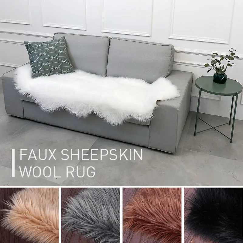 

SOLEDI Irregular Shape Luxurious Carpet Floor Bedroom Mat Decoration Anti-Skid Wool Carpet Sofa Dining Room 180X110cm Fluffy