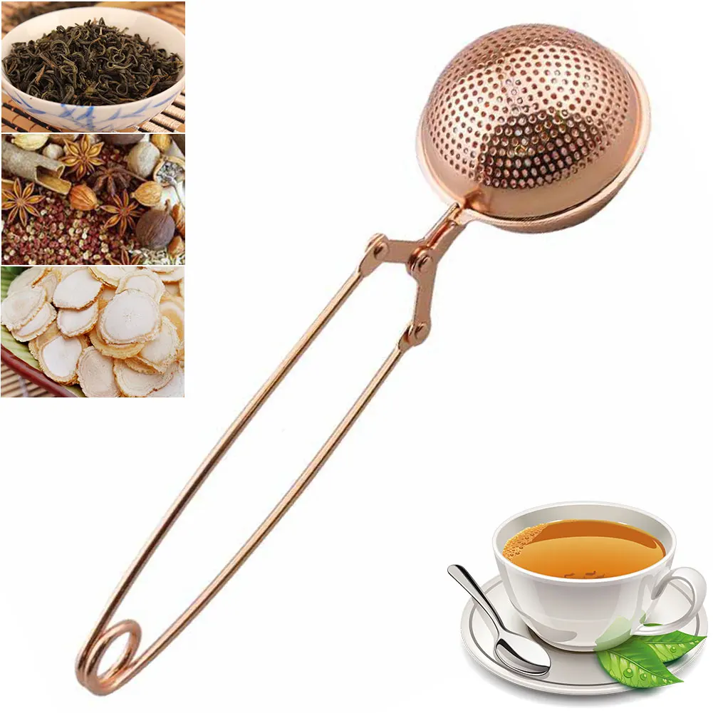 Mesh Filter Strainer Home Sphere Spice Rose Gold Practical Diffuser Ball Shape Coffee Herb Tea Infuser Handle Stainless Steel