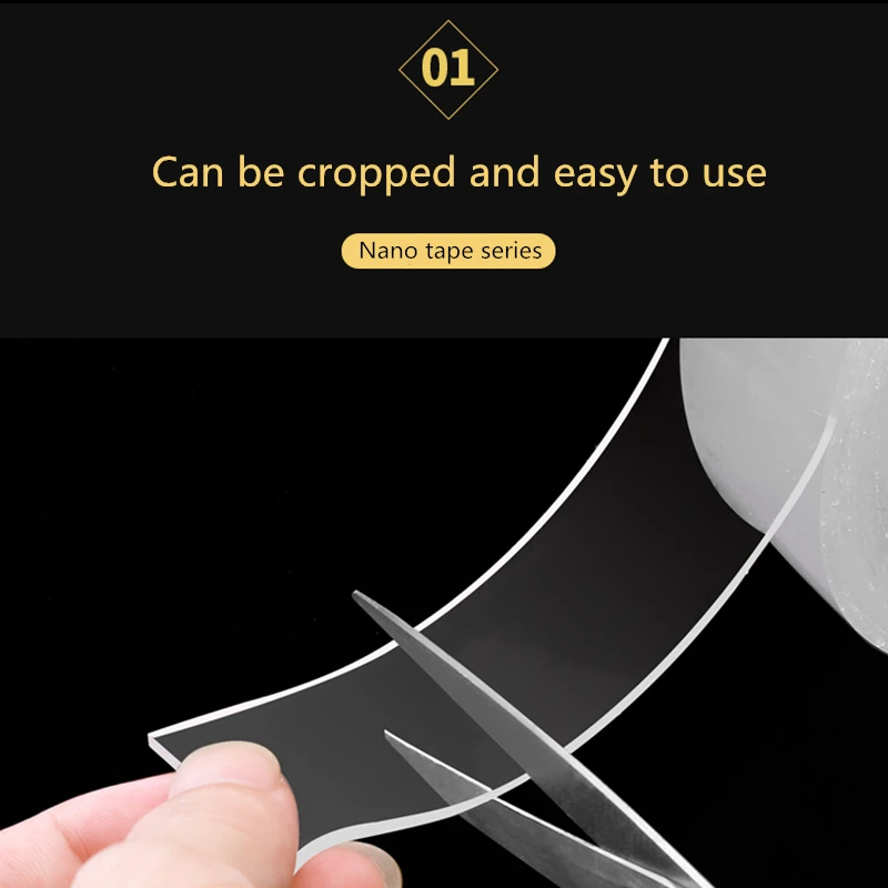 Rossonix прозрачная нано волшебная лента моющаяся многоразовая Двухсторонняя клейкая лента нано бесследная наклейка Съемная Универсальная