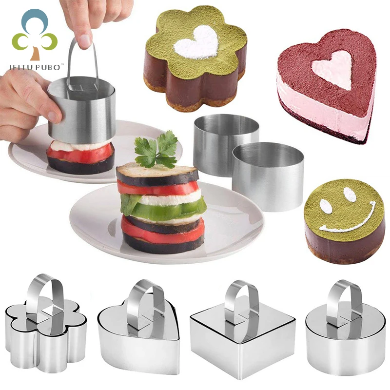 5 Shapes DIY Fondant Mousse Cake Ring Mold Stainless Steel Bakeware
