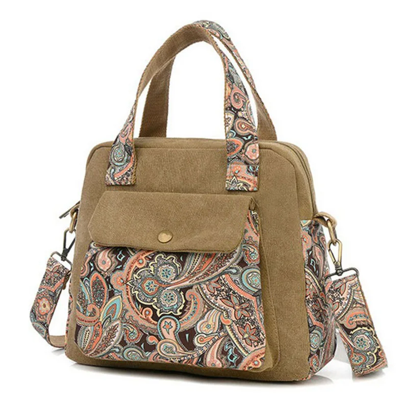 

New Retro Women'S Handbag Canvas Flower Bag Women Messenger Bags Fashion Shoulder Crossbody Bag