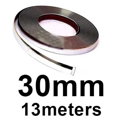 30mm 13 м серебристый автомобиль хром DIY формовочная Декоративная полоса для решетки окна бампера двери края царапин защитная крышка - Цвет: 30mm