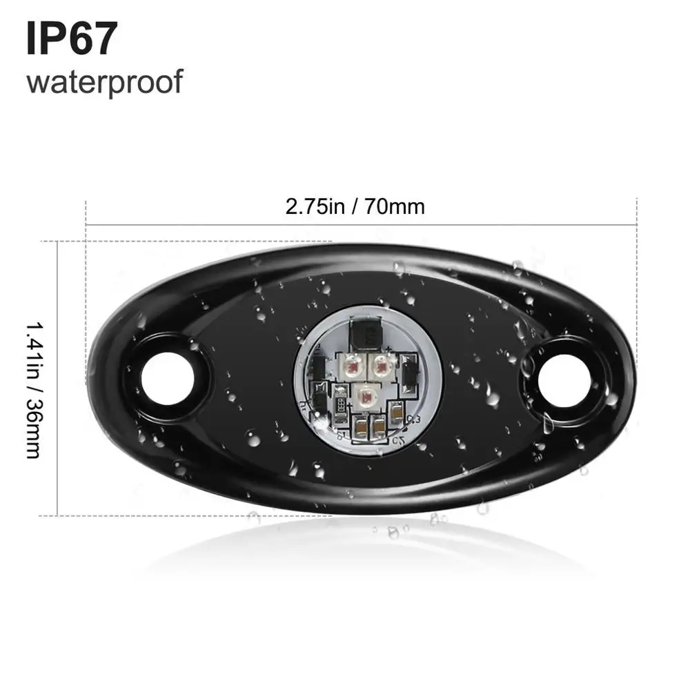 4Pes 9W 10-36V Energy-saving Low Consumption Multi Function Indicator Waterproof IP67 3 LED Auto Car Decoration Rock Light