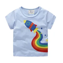 Детская футболка с короткими рукавами из чистого хлопка Детская летняя одежда для мальчиков, импортные товары, AliExpress Детская футболка с круглым вырезом