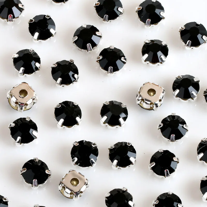 Elegant Silver Claw Sew-On Round Rhinestones for DIY Needlework and Wedding Attire