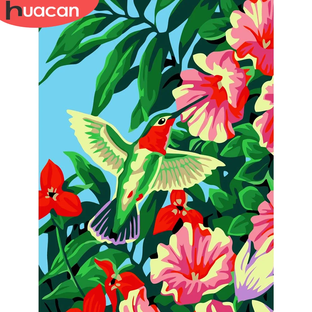 

HUACAN Oil Painting By Numbers Flower Birds Animals HandPainted Kits Drawing Canvas DIY Pictures Home Decor Gift