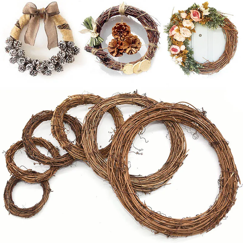 Tanio 1Pc 12-20cm wieńce świąteczne DIY Handmade materiał wianek rattanowe