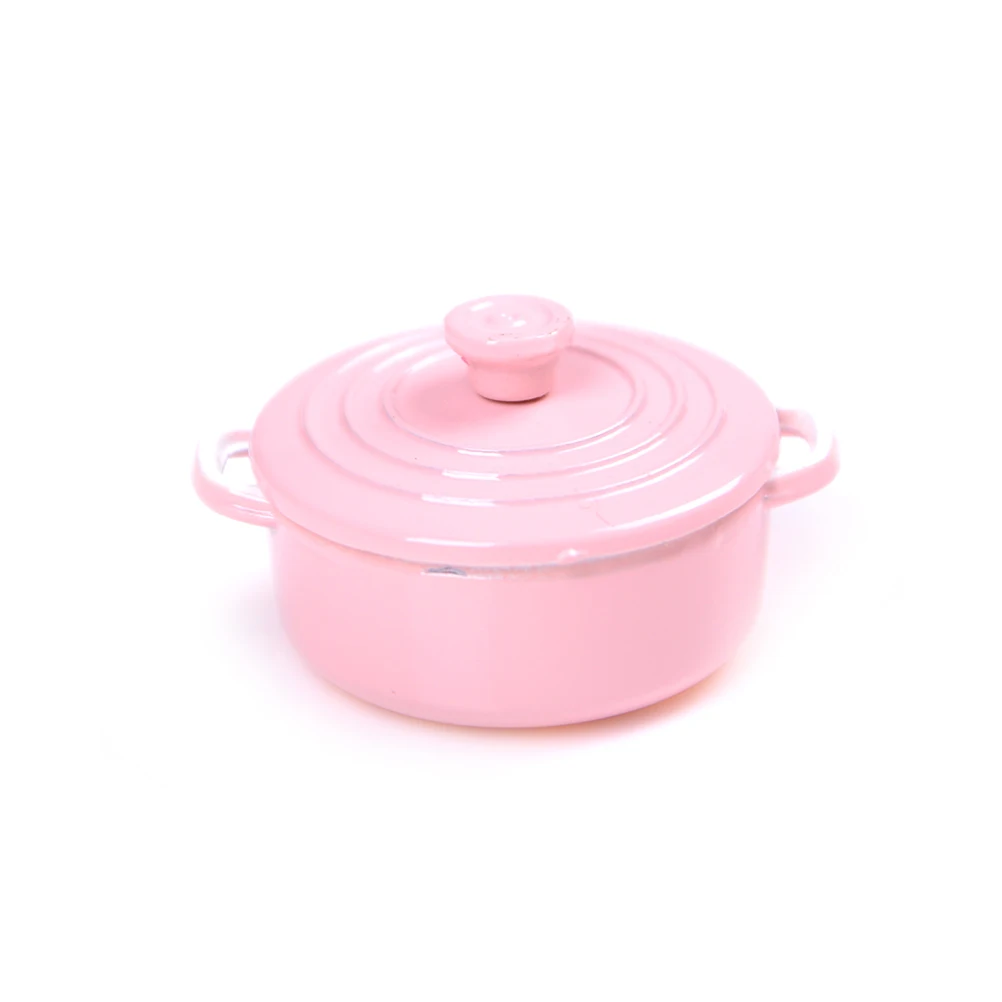 1:12 Mini Pot Boiler Pan With Lid Doll House Accessories Dollhouse Miniature Kitchen Utensils Cooking Ware Play Kitchen Toys 3