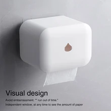 Wall Mounted Home Self Adhesive Accessories Dispenser Box With Cover Shelf Roll Paper Holder Bathroom Toilet Waterproof Tissue