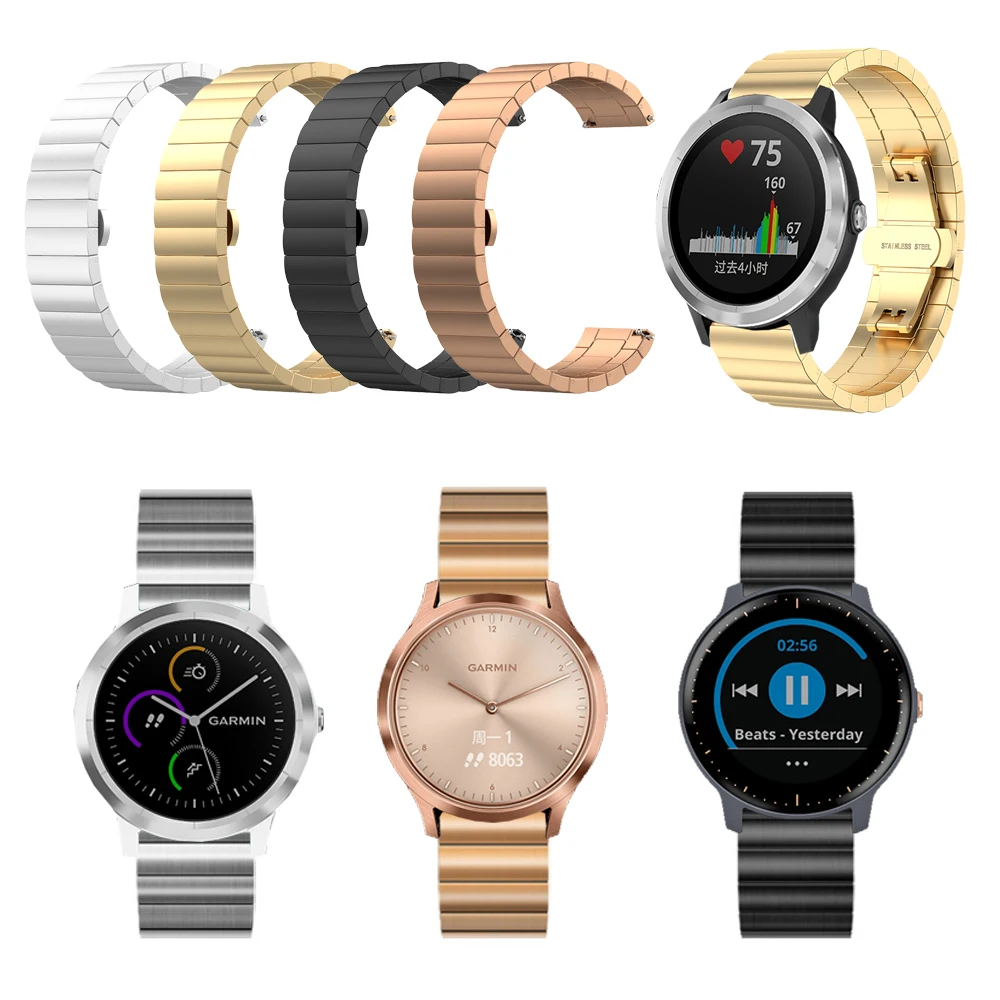 

Metal Strap For Garmin Vivoactive 3 Music Vivomove HR Watch Bracelet band for Forerunner 645 245 245M Stainless Steel Watchband