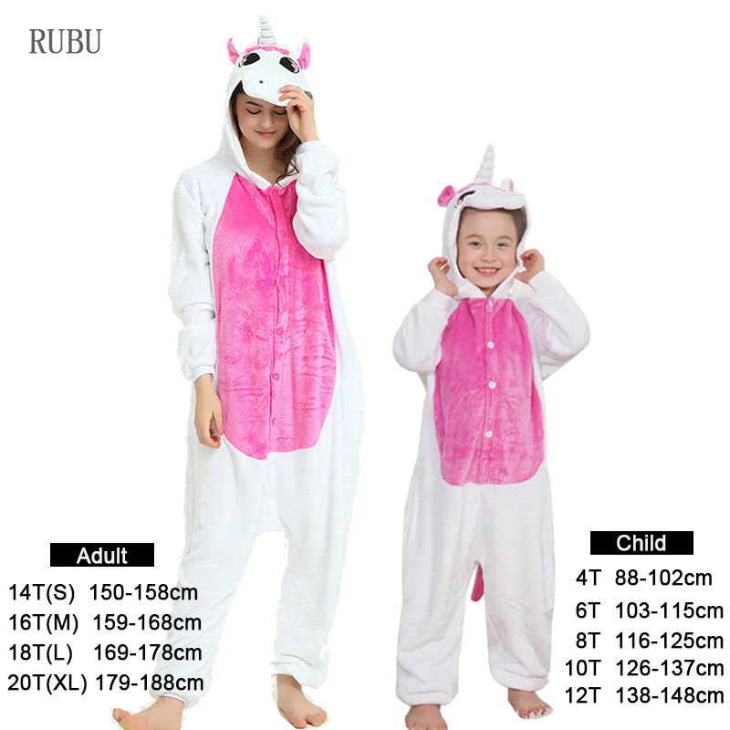Rose Unicorn Новинка; пижама в виде единорога; зимняя Пижама для взрослых; Kigurumi Stitch Panda Licorne; Пижама для женщин; комбинезон в стиле аниме - Цвет: Rose Unicorn