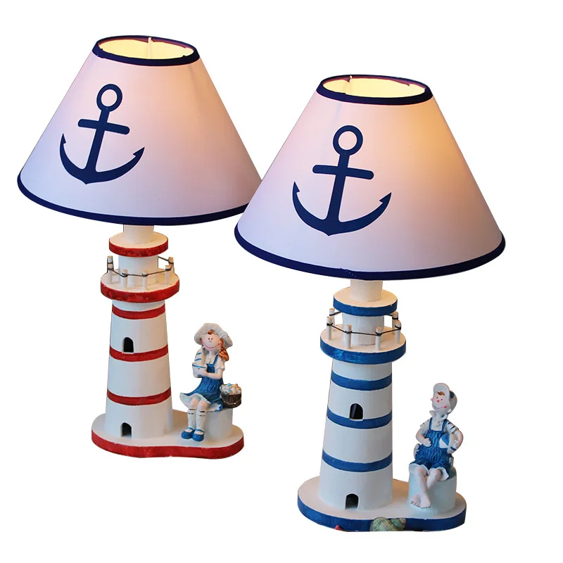 Mediterranean Style Table Lamp Lighthouse Desk Light Creative Home Decoration Table Lights lamparas mesita noche dormitorio