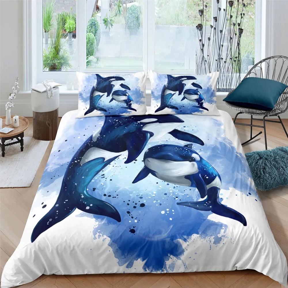 

Dolphin Bedding Set For Home Textiles 2/3Pcs Animal Duvet Cover Set Pillow Case Twin Full Bed Set Bedspreads